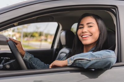 woman in car